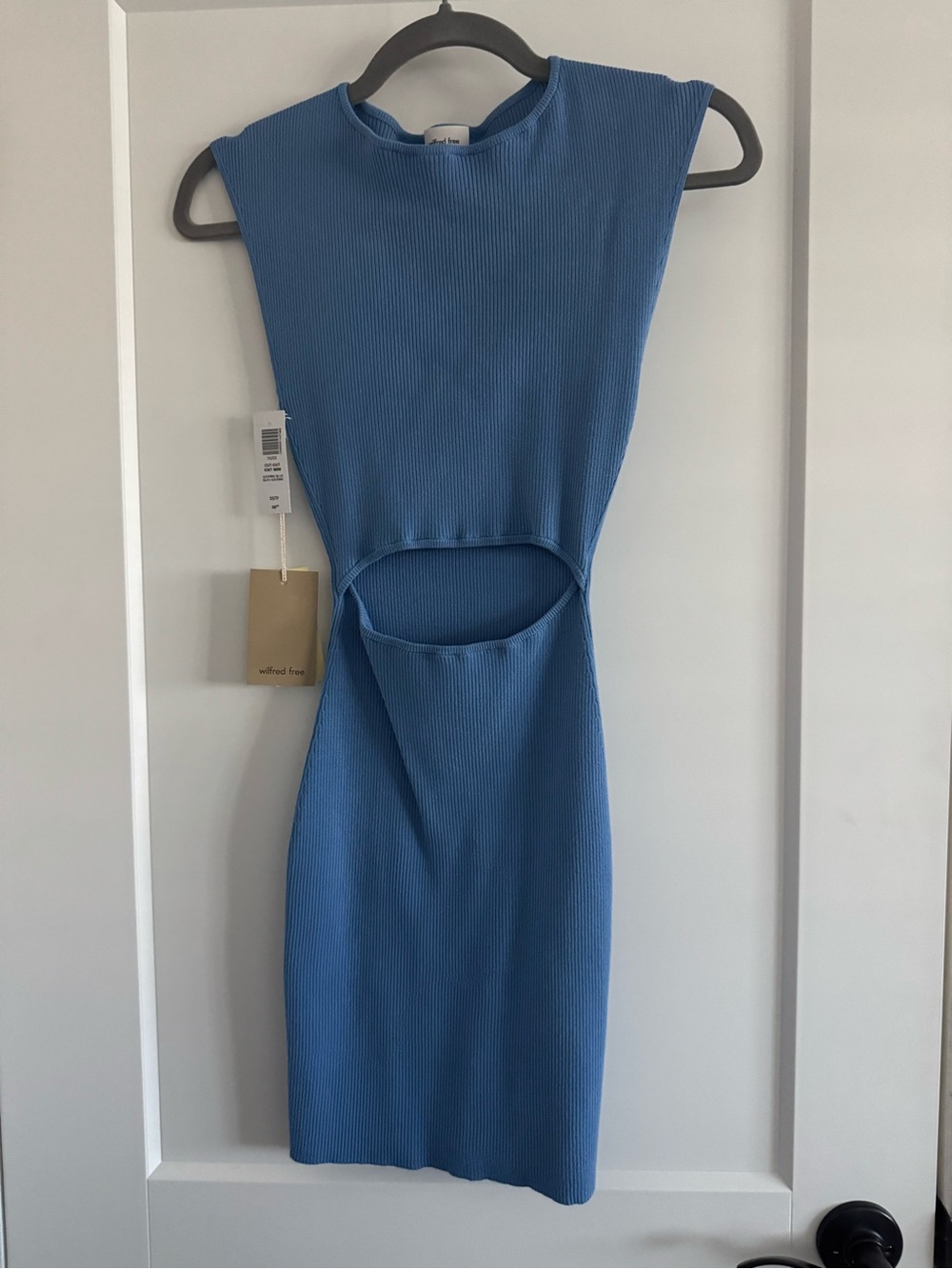 Aritzia Blue Cutout Ribbed Bodycon Dress